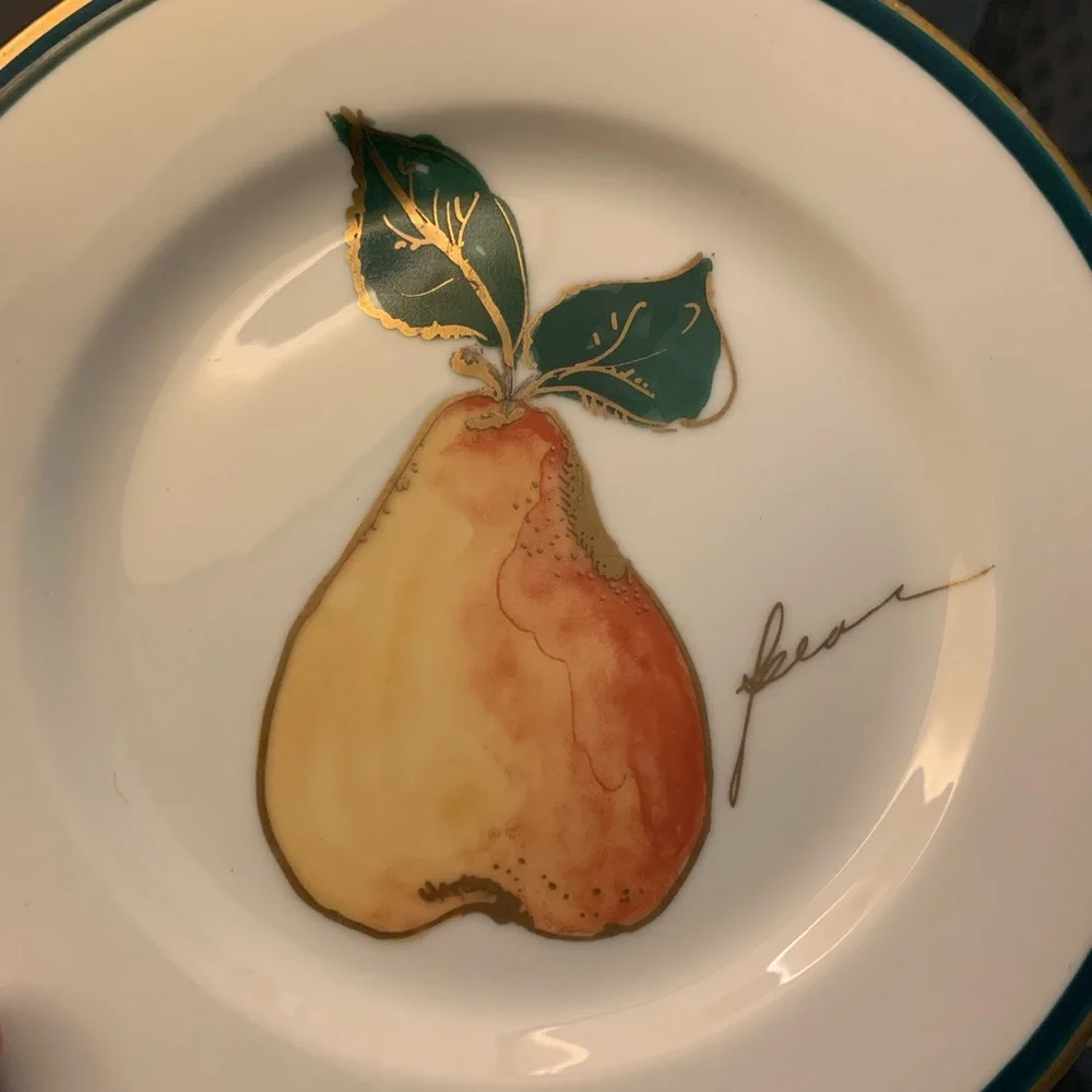 Dessert Plates Crate & Barrel Exquisite Plates Plum Pear Grape & Apple Fruit
